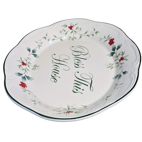 Pfaltzgraff Winterberry Bless This House Christmas Plate/Platter New in Box! - Picture 7 of 8